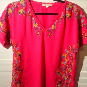 Embroidered Hot Pink Shirt